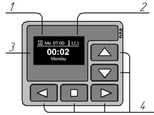 autoterm PU-27 OLED Display Control Panel Owner's Manual - Control panel external view