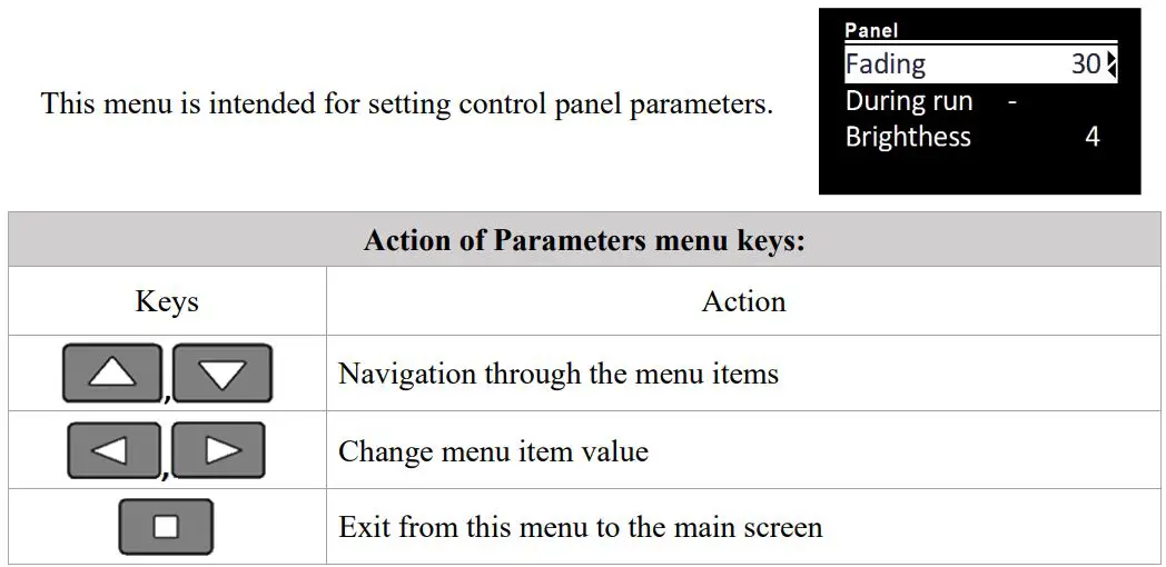 autoterm PU-27 OLED Display Control Panel Owner's Manual - Parameters settings