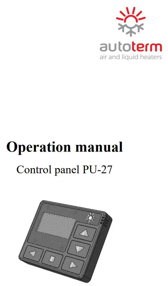 autoterm PU-27 OLED Display Control Panel Owner's Manual