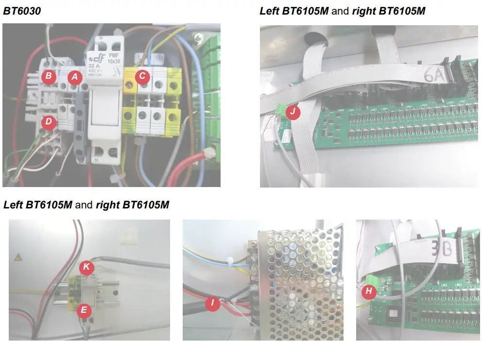 Bodet BT6730 LED Video Scoreboard - Viewing electrical connections