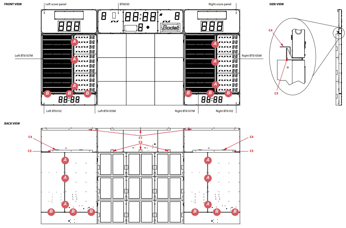 Bodet BT6730 LED Video Scoreboard - Wall mounting