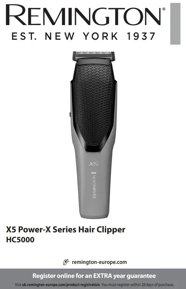 REMINGTON HC5000 X5 Power-X Series Hair Clipper User Manual