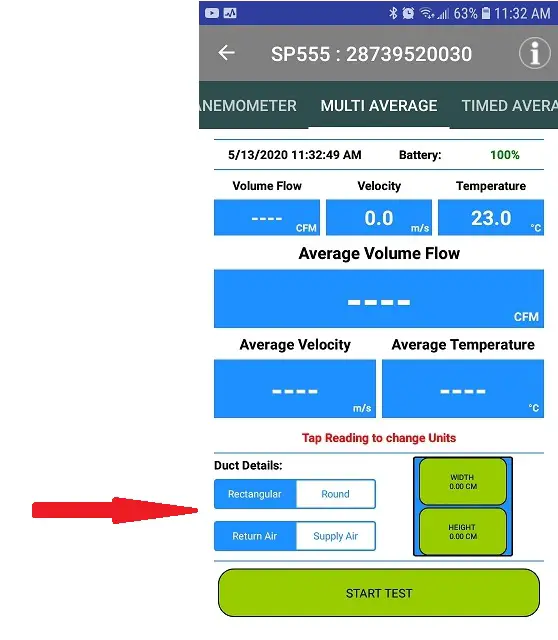 TPI SP555 Vane Air Velocity Smart Probe- Tapping