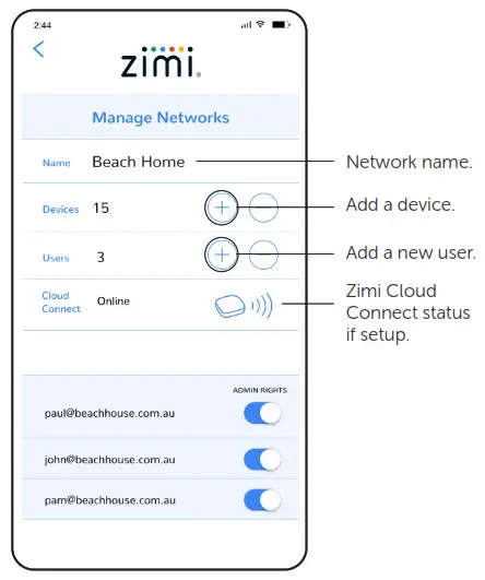 Steel Line Powermesh Garage Door Controller Control- Manage Networks screen