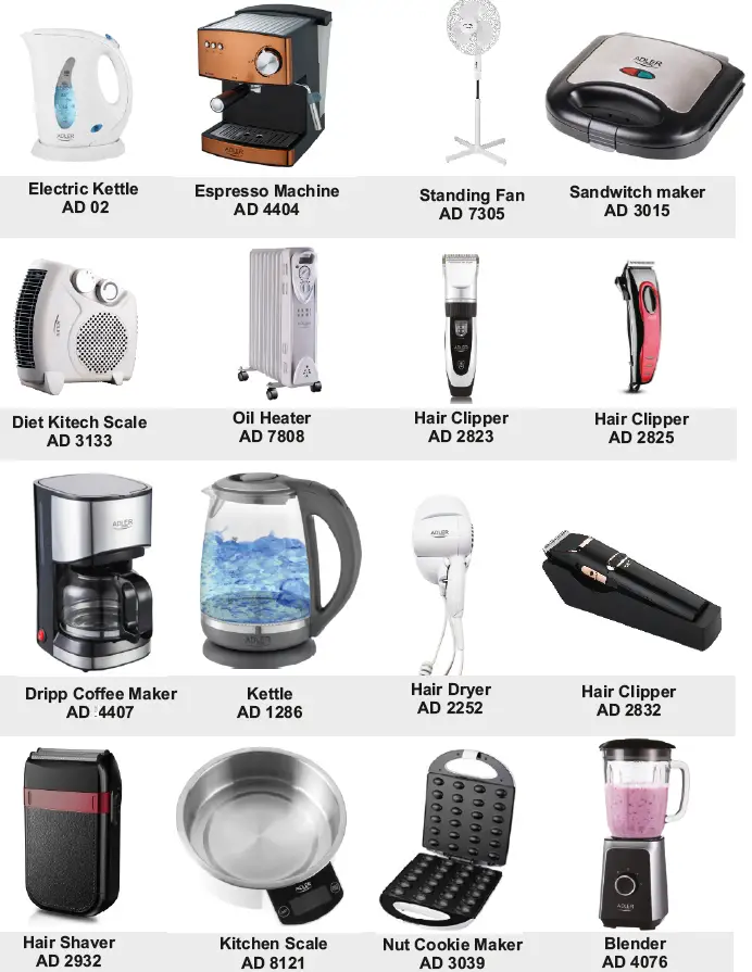 ADLER AD1279 Foldable Electric Water Kettle models name