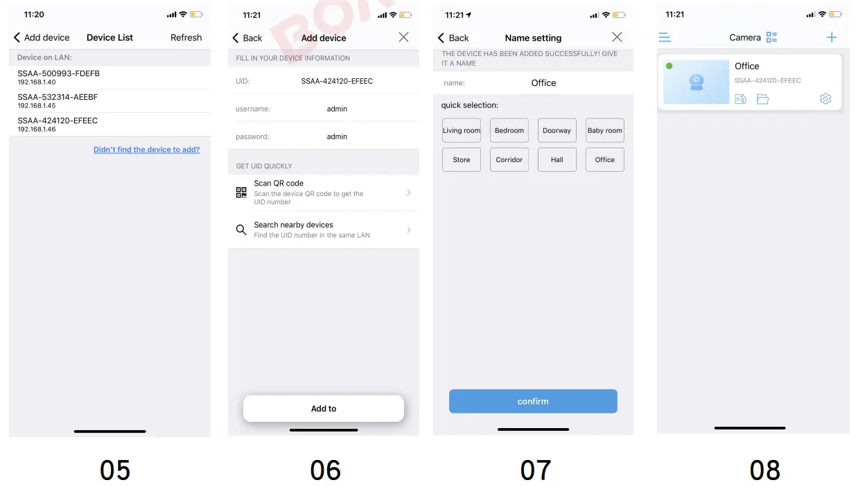 BOAVISION Wifi Configuration in AP Mode Instructions - ADD DEVICE