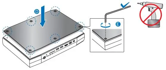 Intel NUC Kit NUC8i7HNK and NUC8i7HVK Place the top lid