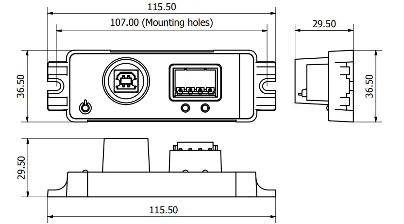 Actisense USG-2 USB to Serial Gateway- Product Dimensions.