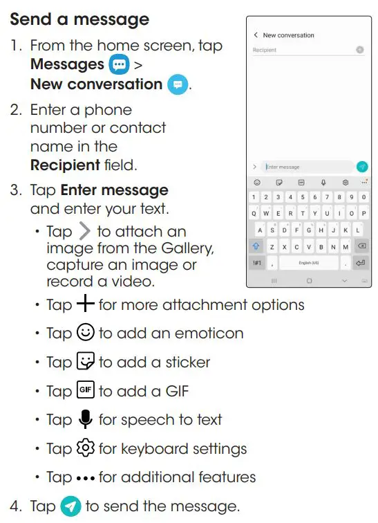 SAMSUNG SM-A037UZKZAIO Galaxy A03s Smartphone User Guide - Messages