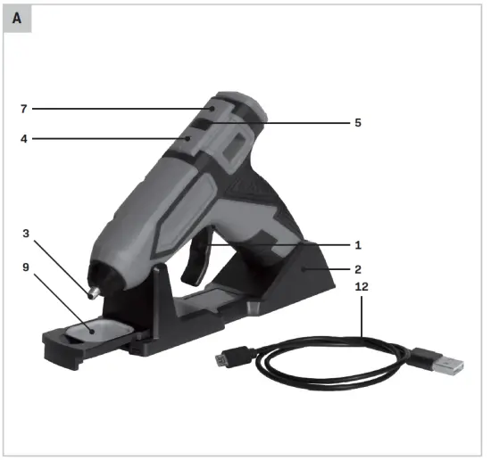 VONROC GG502DC Cordless Glue Gun fig 1