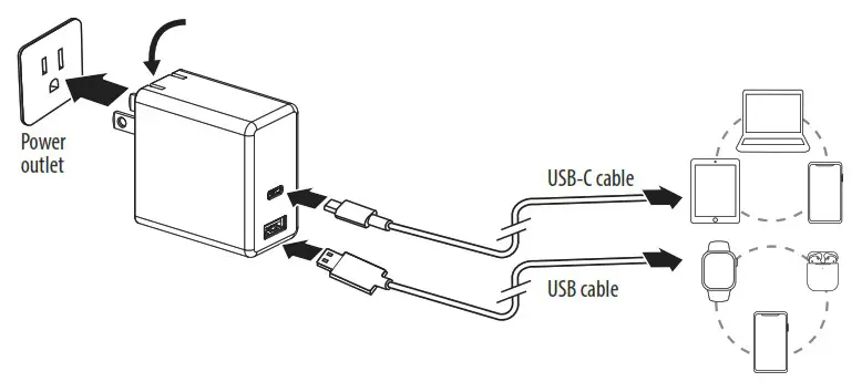 INSIGNIA NS-PW372AC1W22 V20 Series Wall Charger - USING YOUR CHARGER