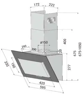 CIARRA 736D 60cm Wall Mounted Extractor Hood-fig2