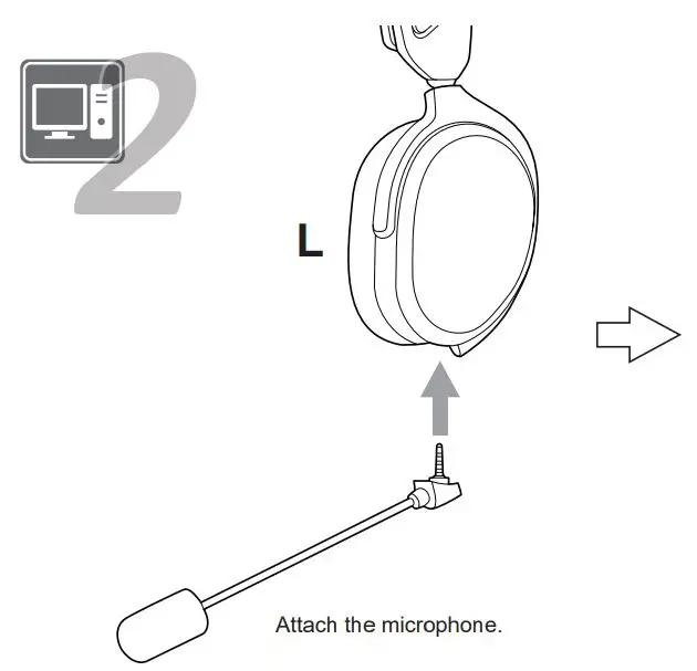 JVC GG-01W Wireless Lightweight Gaming Headset Instruction Manual - Attach the microphone