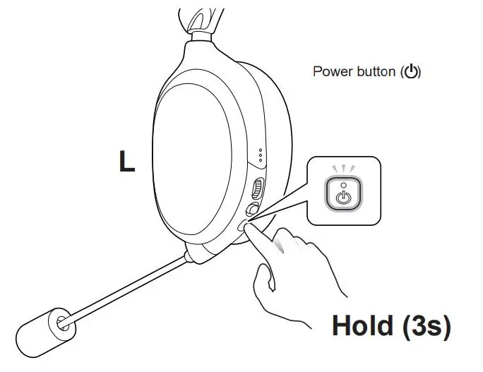 JVC GG-01W Wireless Lightweight Gaming Headset Instruction Manual - Pressing and holding the power button