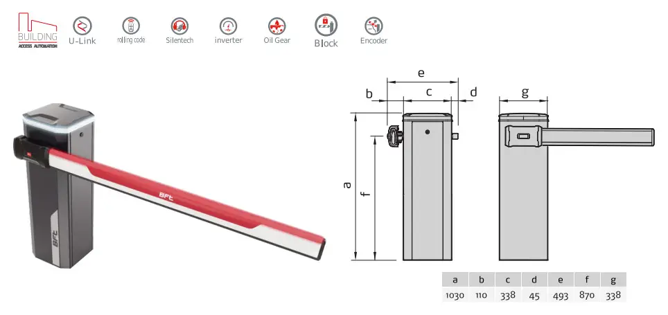BFt Maxima Ultra 36 Electromechanical Automatic Barriers - fig 1