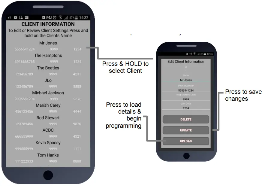 Client list on android