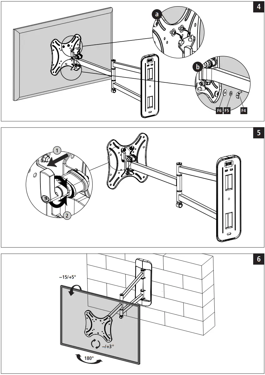 hama 00108732 Full Motion TV Wall Bracket - 12