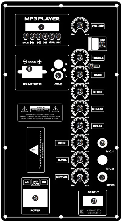 PYLE PWMA1299A 12 Inch Portable Wireless BT Streaming PA Speaker System - UNIT DESCRIPTION