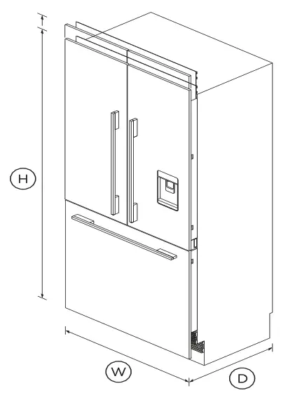 RS36A80U1N 36 Inch Integrated French Door Refrigerator Freezer - DIMENSIONS
