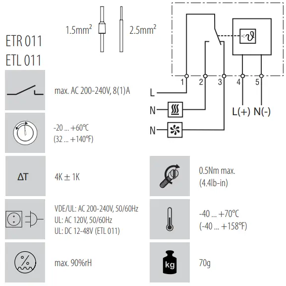STEGO ET 011 Electronic Thermostat - polarity is incorrect