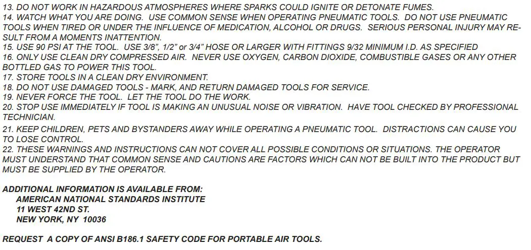 Taylor T-7749 1 2 Inch Impact Wrench T-7749L Extended Instruction Manual - General Instructions Impact Wrenches