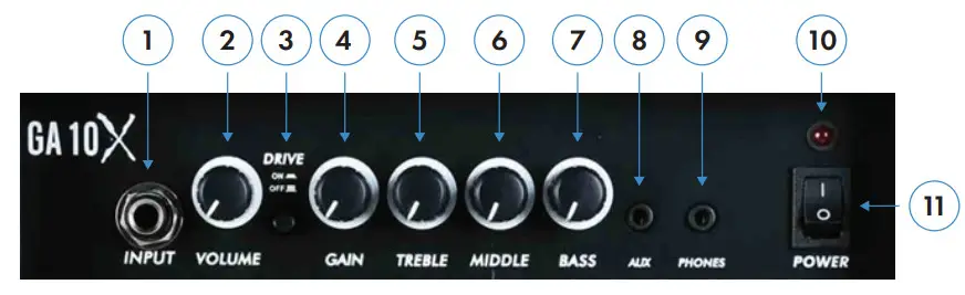 Artist GUITARS GA10X 10 Watt Guitar Practice Amplifier - fornt