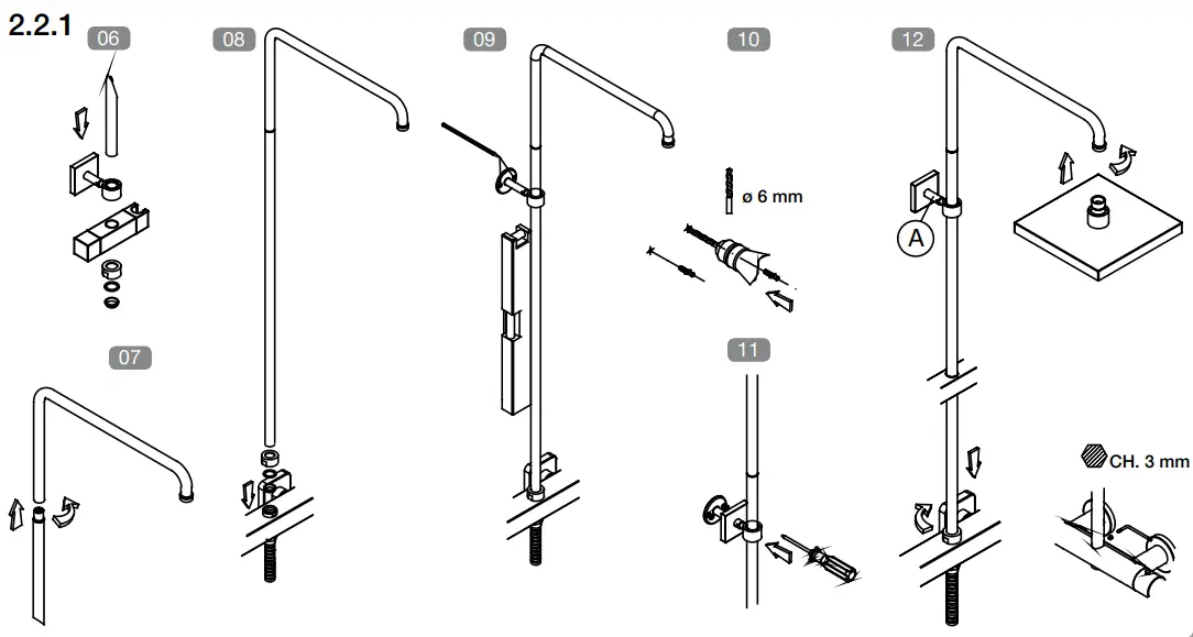 sapho MR67155 Wall-Mounted Thermostatic Shower Mixer - fig 1
