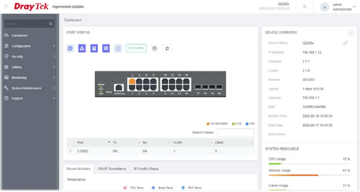 DrayTek VigorSwitch Q2200x L2 Managed Switch - fig 3