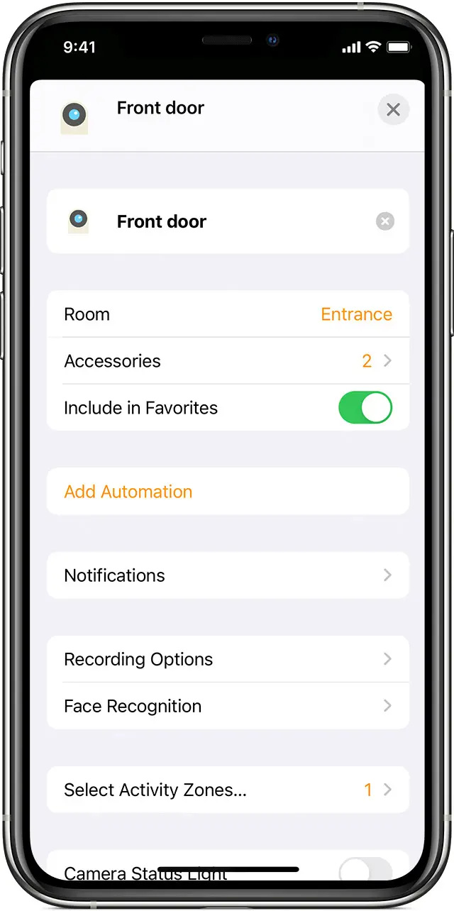 iOS screenshot of video settings in the Home app.