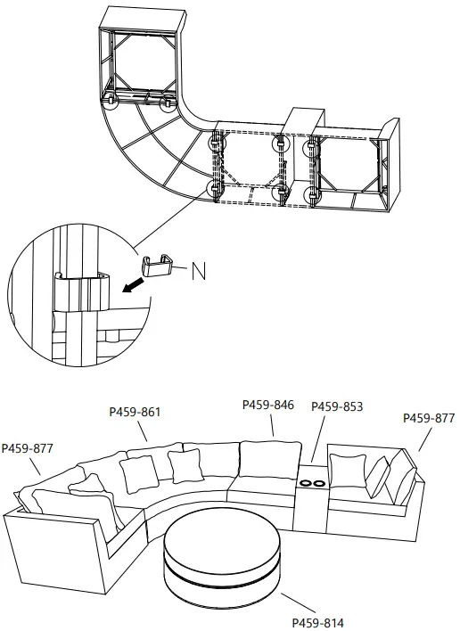 ASHLEY P459-861 Furniture Harbor Court Curved Loveseat-FIG9