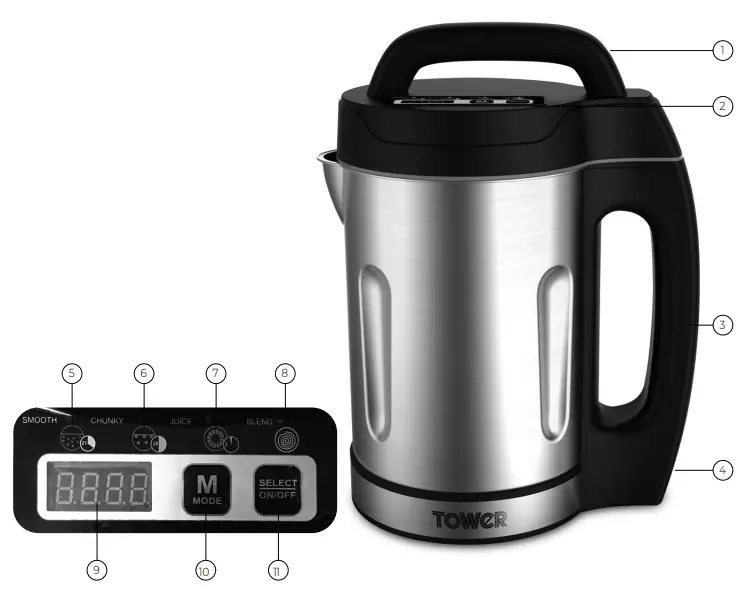 ToWeR-T12031RG-1.6L-Stainless-Steel-Soup-Maker-FIG-1