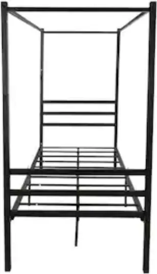 Ahokua BF-746E-BK 39.68 in. W Black Non-Upholstered Metal Frame Twin Canopy Bed
