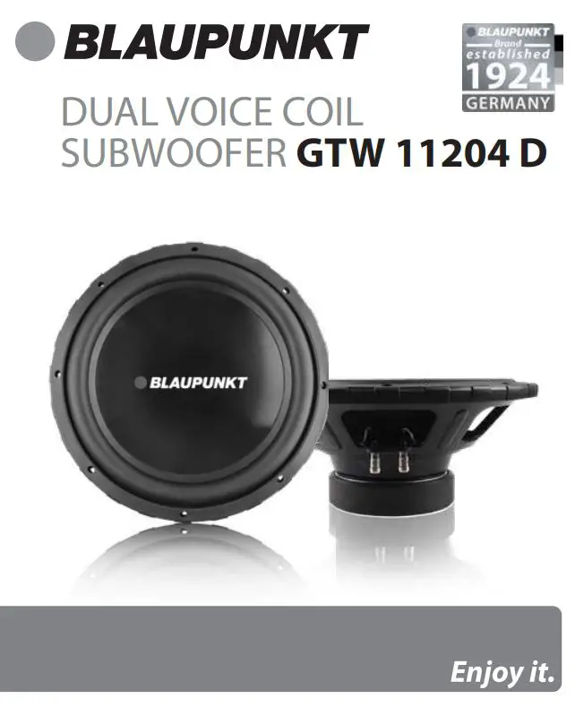 BLAUPUNKT GTW 11204 D Dual Voice Coil Subwoofer Instruction Manual