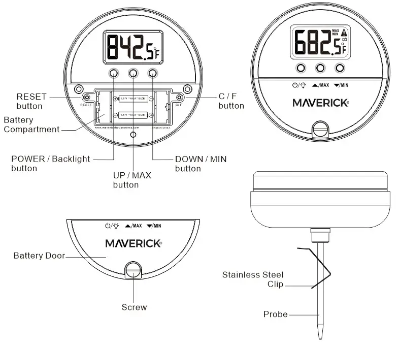 MAVERICK DGT-160 Digital Thermocouple Grill Thermometer -- Digital Thermocouple