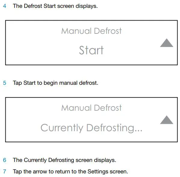 SUB-ZERO ICBID-RP Integrated Drawer Refrigerator User Manual - DEFROST SCREEN