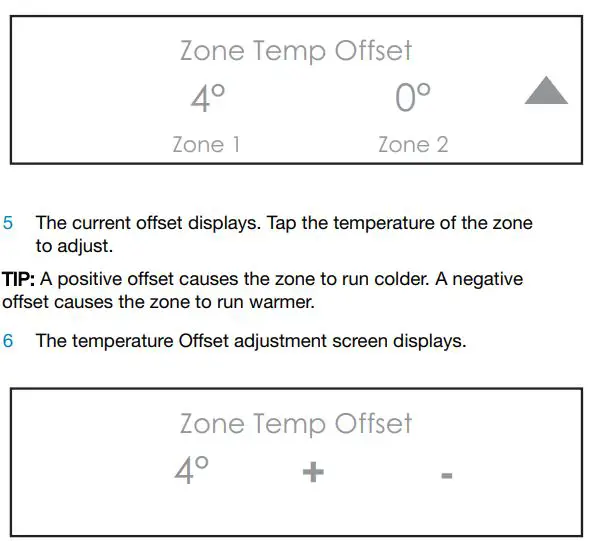 SUB-ZERO ICBID-RP Integrated Drawer Refrigerator User Manual - ZONE TEMPERATURE OFFSET