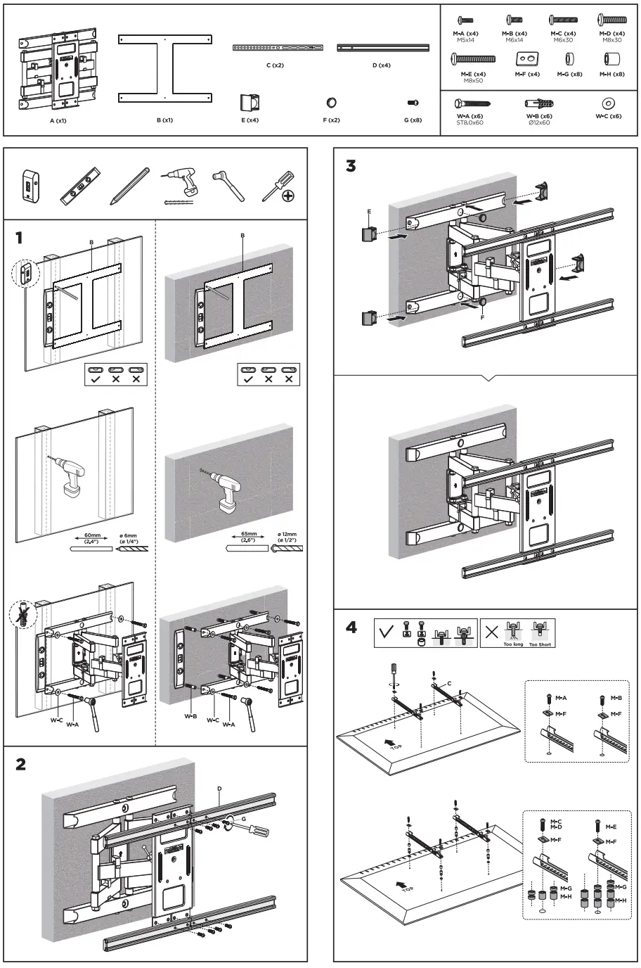 DYNALINK H8126C Full Motion TV Wall Mount - fig 1