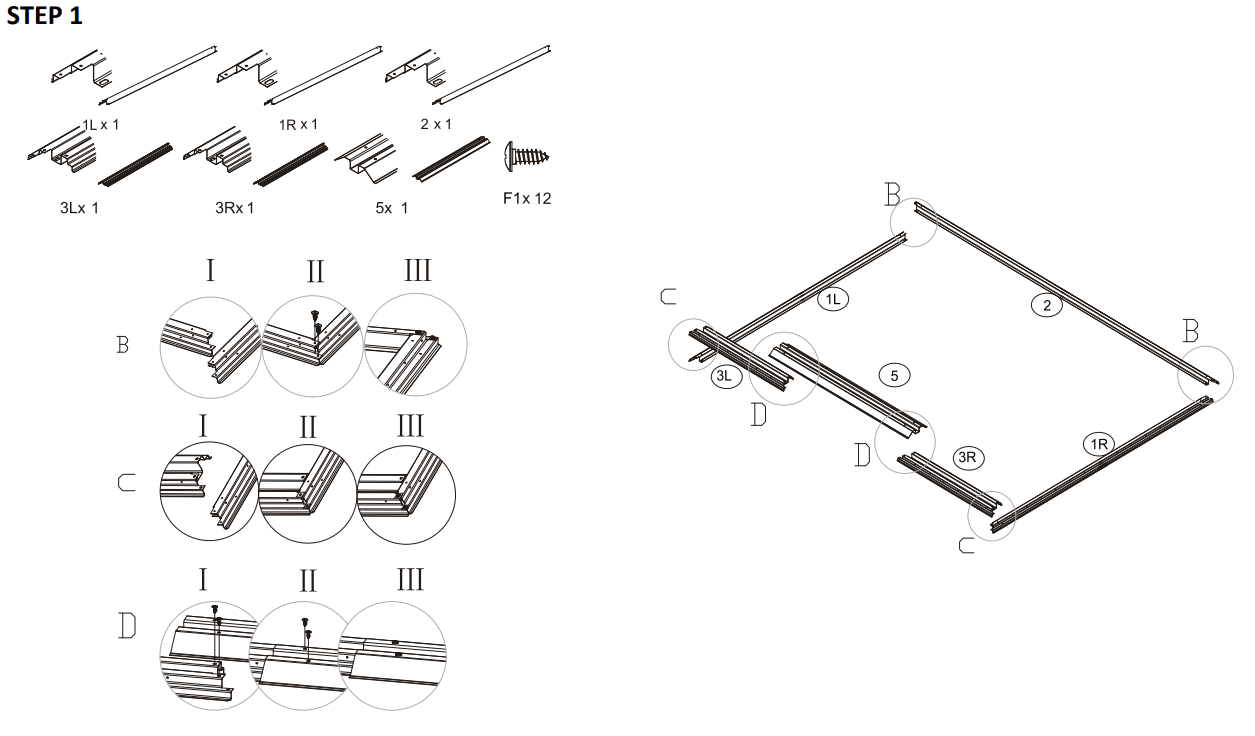 JAXPETY HG61H0712 6 x 5 ft Steel Garden Horizontal Storage Shed Outdoor Building - STEP 1