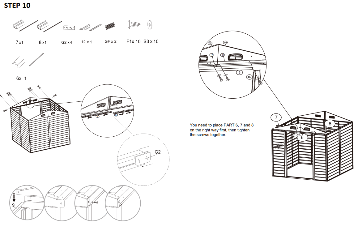 JAXPETY HG61H0712 6 x 5 ft Steel Garden Horizontal Storage Shed Outdoor Building - STEP 10