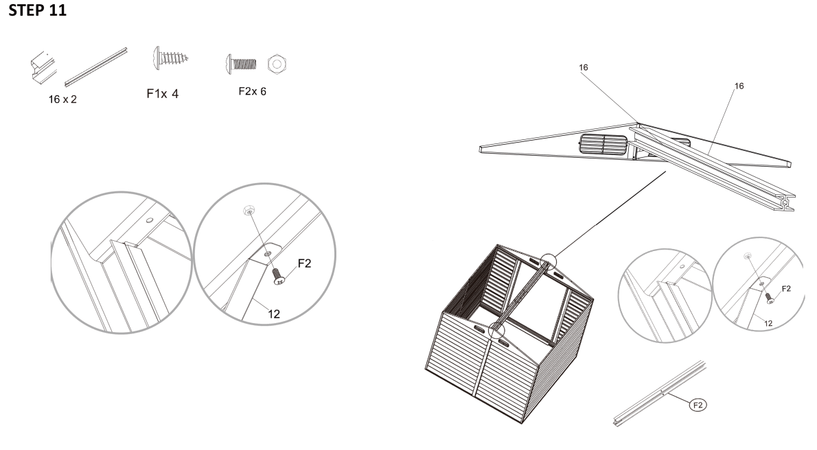 JAXPETY HG61H0712 6 x 5 ft Steel Garden Horizontal Storage Shed Outdoor Building - STEP 11