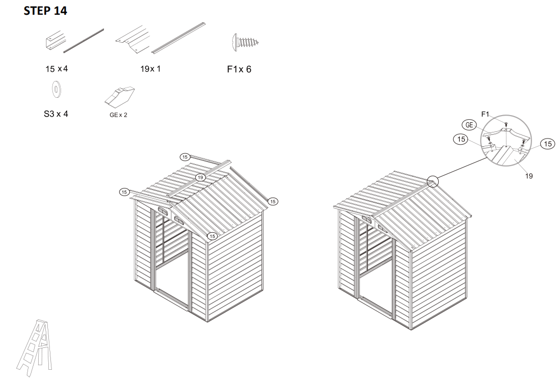 JAXPETY HG61H0712 6 x 5 ft Steel Garden Horizontal Storage Shed Outdoor Building - STEP 14