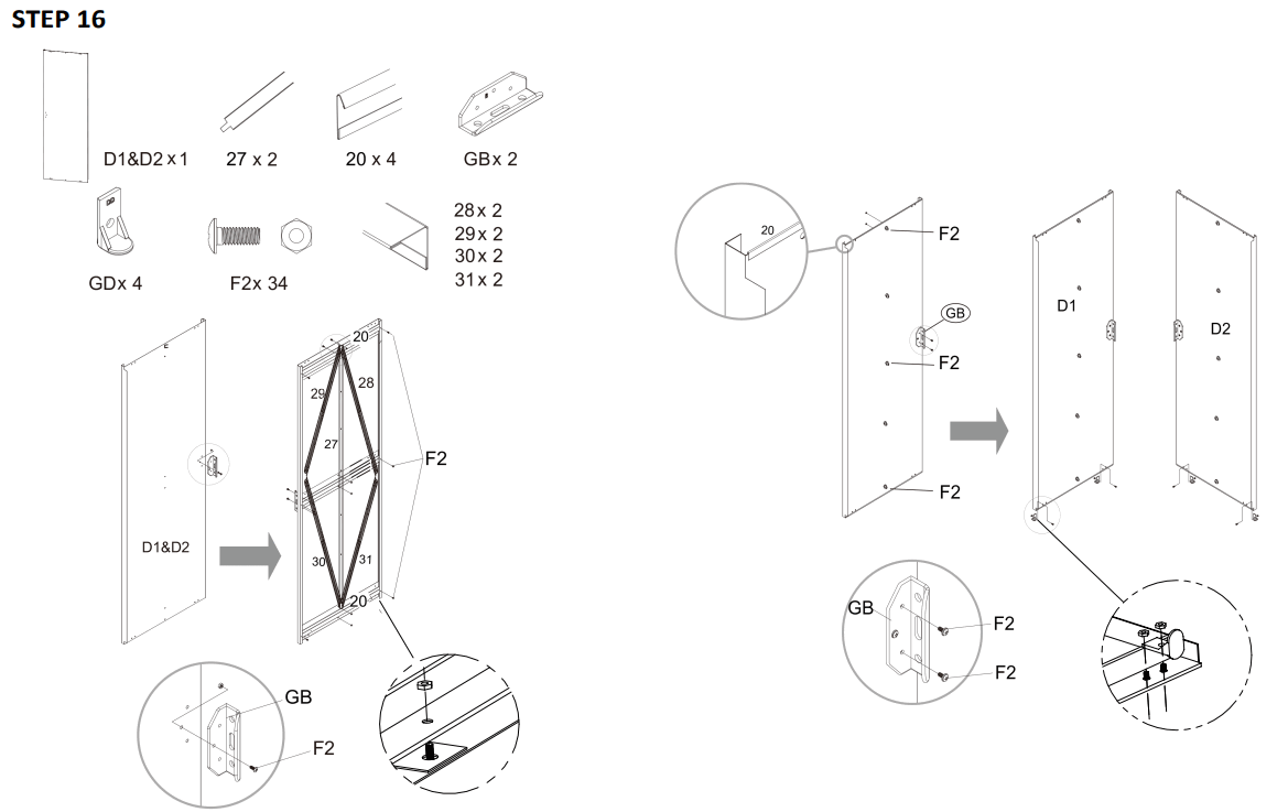 JAXPETY HG61H0712 6 x 5 ft Steel Garden Horizontal Storage Shed Outdoor Building - STEP 16