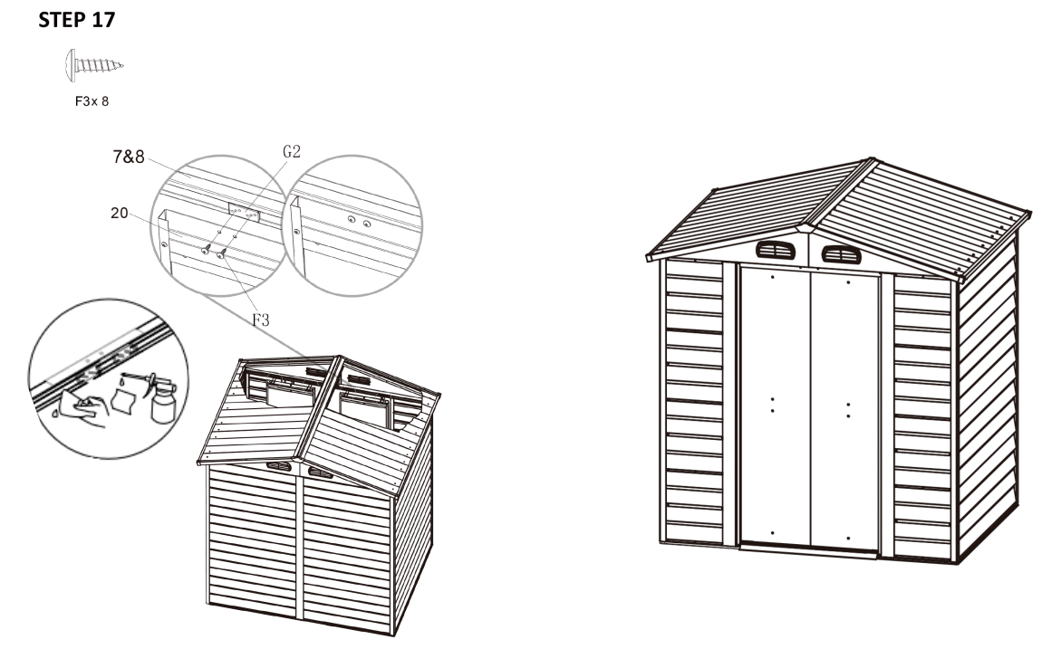 JAXPETY HG61H0712 6 x 5 ft Steel Garden Horizontal Storage Shed Outdoor Building - STEP 17