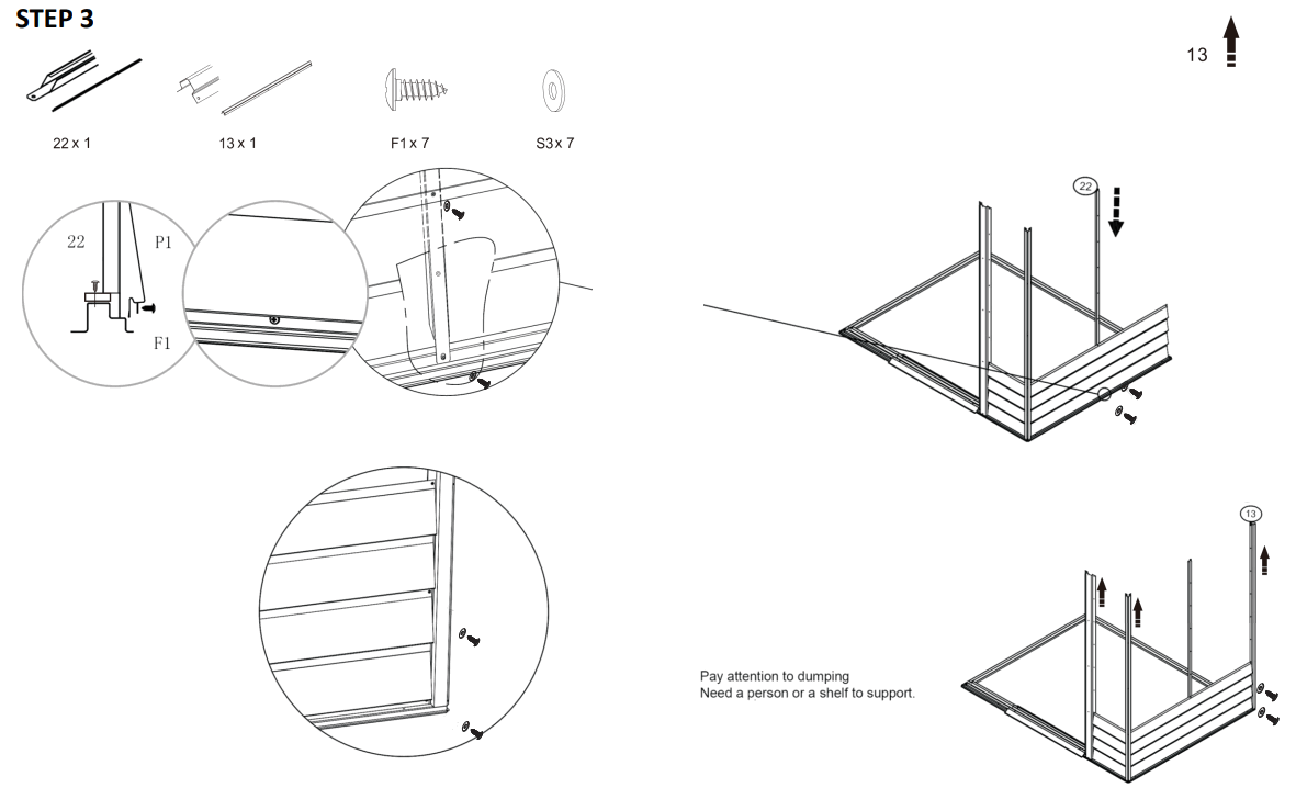 JAXPETY HG61H0712 6 x 5 ft Steel Garden Horizontal Storage Shed Outdoor Building - STEP 3