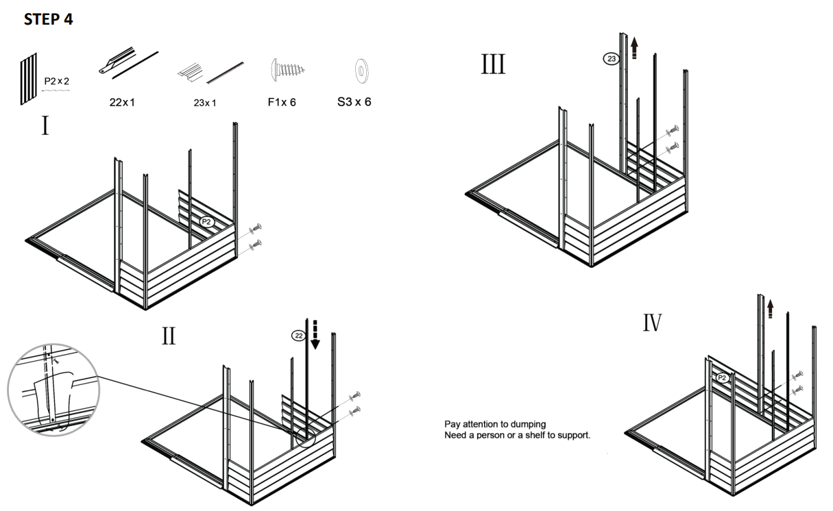 JAXPETY HG61H0712 6 x 5 ft Steel Garden Horizontal Storage Shed Outdoor Building - STEP 4