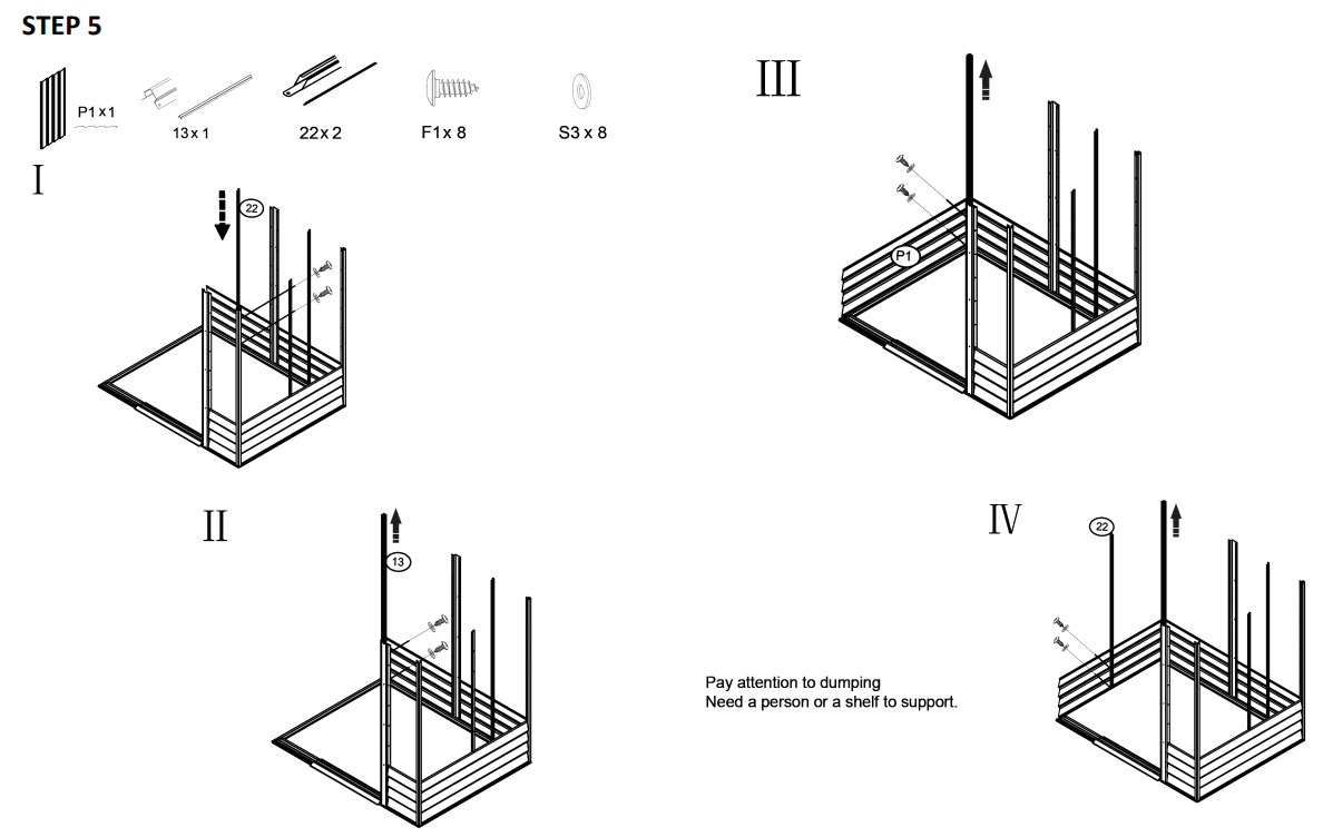 JAXPETY HG61H0712 6 x 5 ft Steel Garden Horizontal Storage Shed Outdoor Building - STEP 5