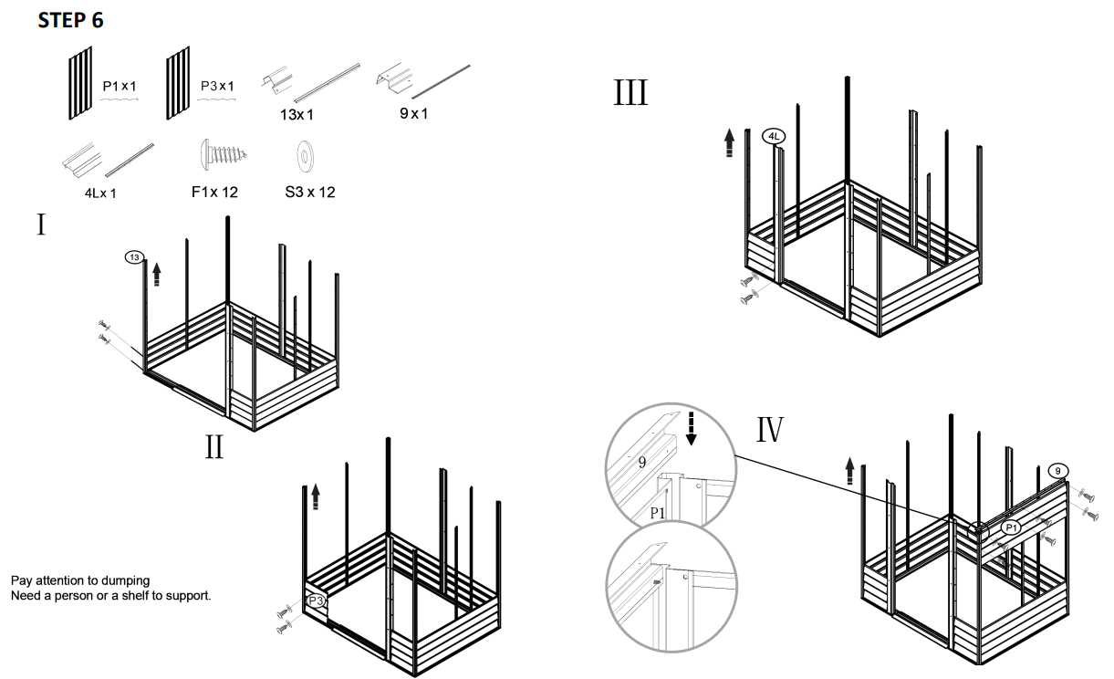 JAXPETY HG61H0712 6 x 5 ft Steel Garden Horizontal Storage Shed Outdoor Building - STEP 6