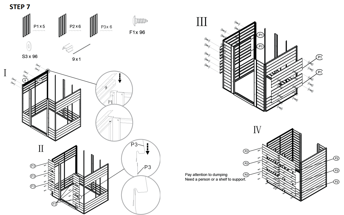 JAXPETY HG61H0712 6 x 5 ft Steel Garden Horizontal Storage Shed Outdoor Building - STEP 7