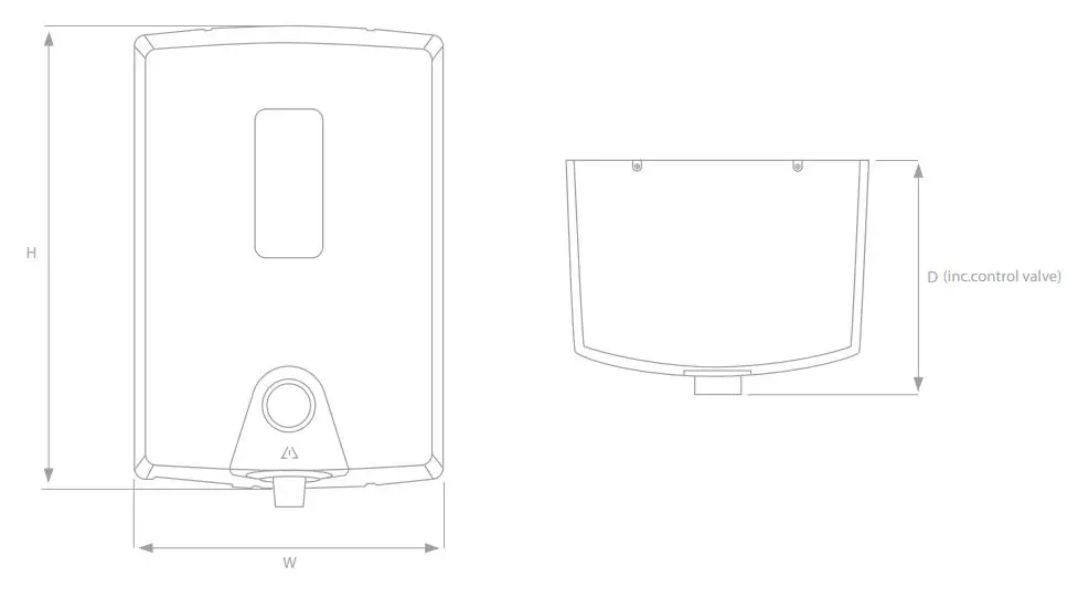 hyco OMEG3 Omega Automatic Boiling Water Unit Instruction Manual - Dimension
