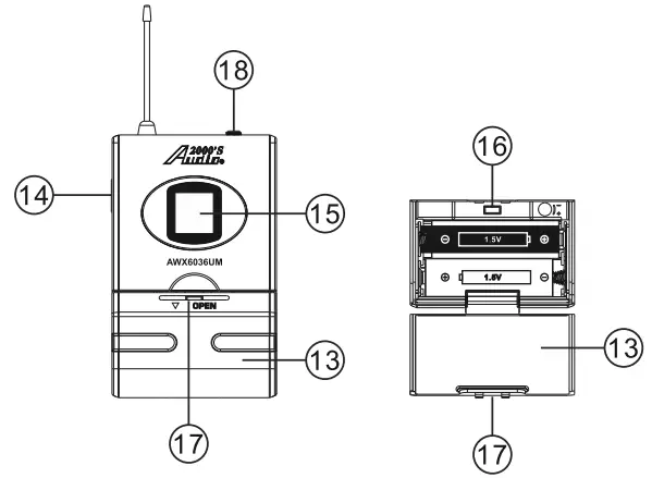 Audio 2000 s AWM6036U USB Powered UHF Wireless Microphone - 2
